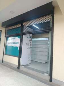 Roller shutter in partially open position showing smooth operation mechanism