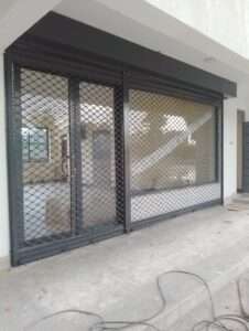 Installed motorized roller shutter on commercial shopfront in Nairobi